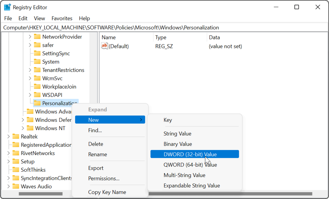 Inaktivera låsskärmen i Windows 11-registret