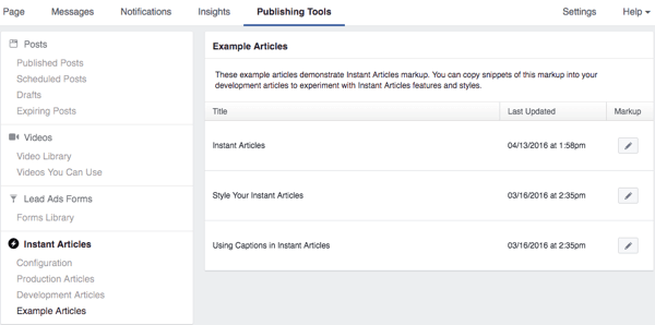 facebook publiceringsverktyg omedelbara artiklar