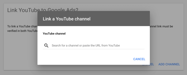 Hur man ställer in en YouTube-annonskampanj, steg 2, ställer in YouTube-reklam, länkar en YouTube-kanal