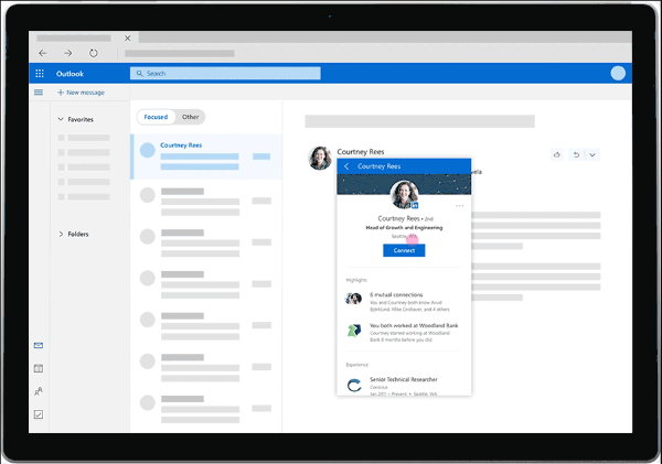 LinkedIn kommer nu att ge omfattande insikter som profilbilder, arbetshistorik med mera direkt från Outlook.com-användarens personliga inkorg.