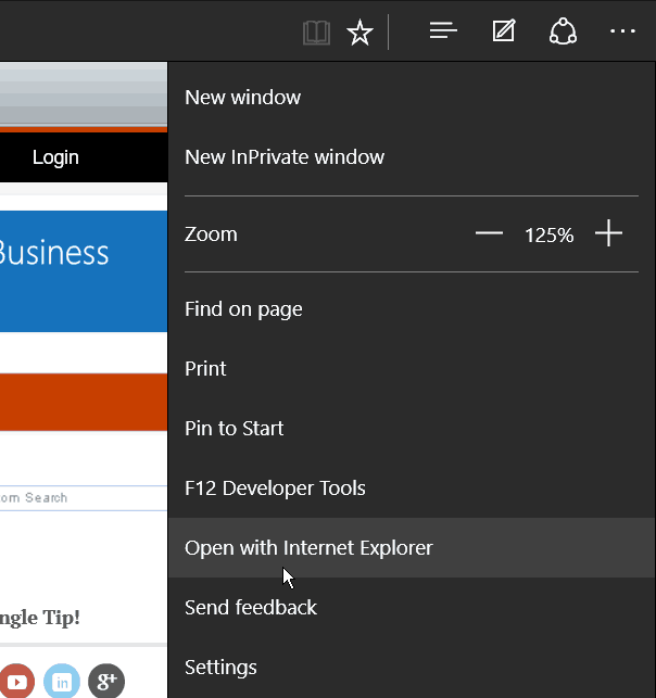 öppna med IE Microsoft Edge