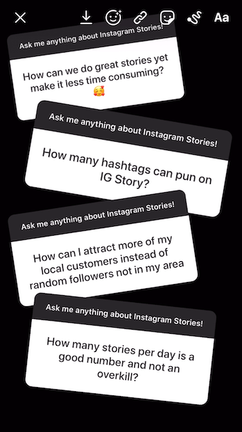 lägg till flera frågor klistermärken svar på Instagram berättelse bild
