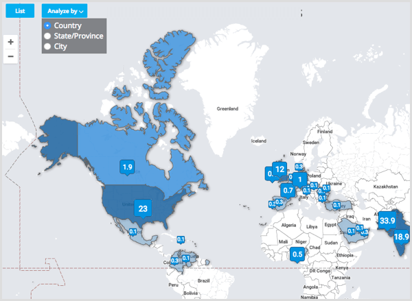 Tweetsmap analysera efter land