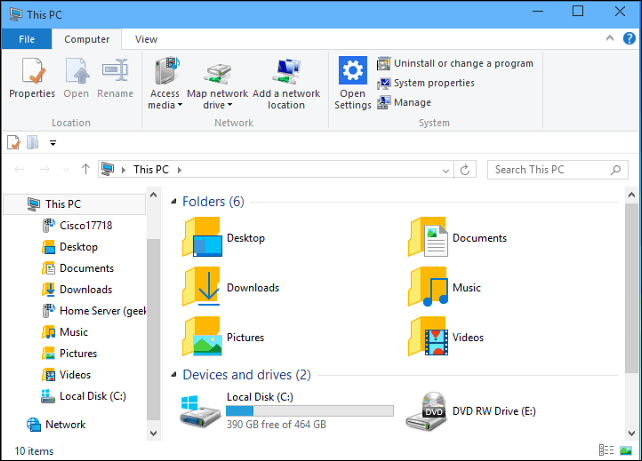 Gör Windows 10 File Explorer alltid öppen för den här datorn