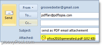 skicka en automatiskt konverterad och bifogad pdf i Outlook 2010