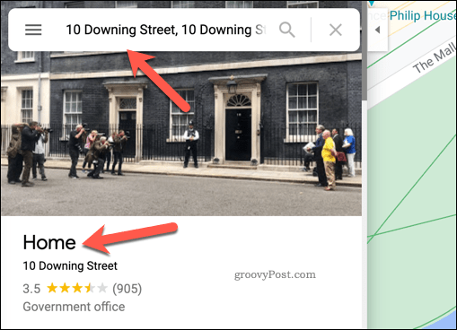 Exempel på hemadress i Google Maps
