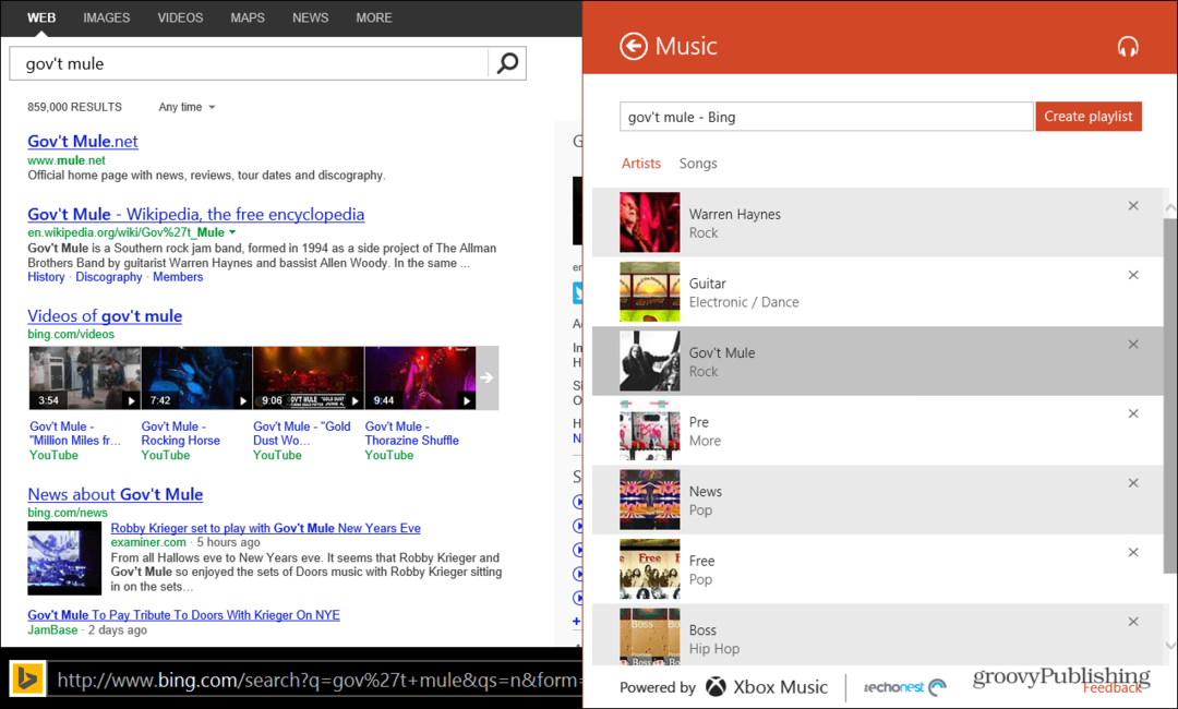 Använd Bing för att skapa Xbox Music Playlists i Windows 8.1