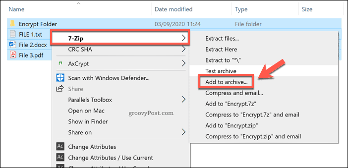 Lägger till ett nytt 7-Zip-arkiv i Windows 10