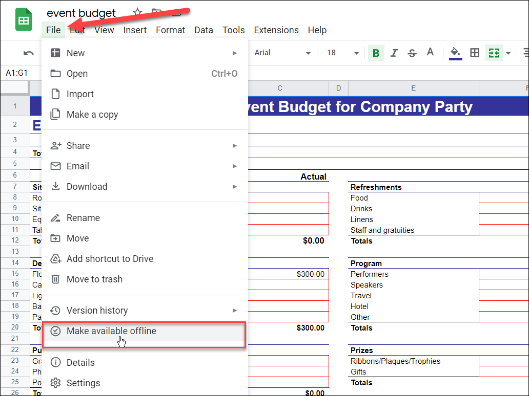 använd google docs offline