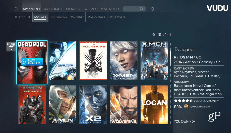 Vudu Xbox One-filmer överallt