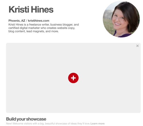 Ta reda på om du har Pinterest Showcase-funktionen.