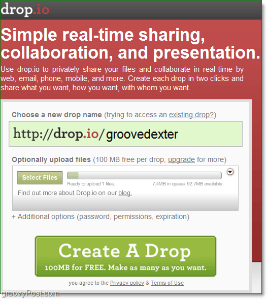 hur man registrerar sig för gratis online-samarbete med drop.io