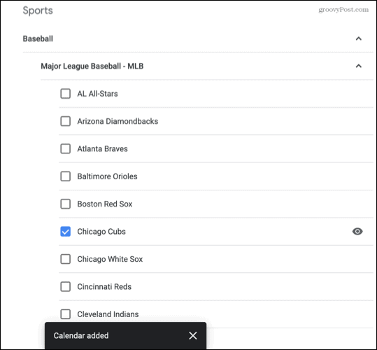 Sport har lagts till i Google Kalender