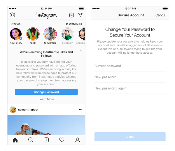 Instagram tillkännagav att de kommer att börja ta bort inaktiva gillanden, följer och kommentarer från konton med tredjepartsappar och bots för att öka deras popularitet.