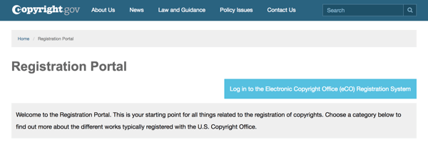 Använd registreringsportalen på Copyright.gov för att vägleda dig genom processen.