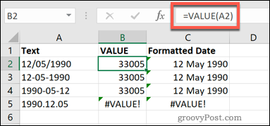 VALUE-funktionen i Excel