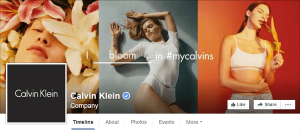 Facebook omslagsfoto Calvin Klein