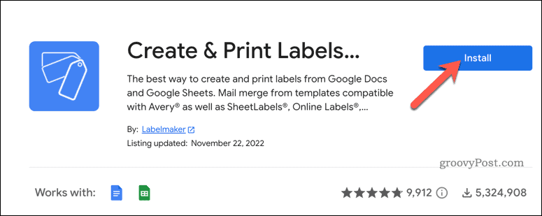 Installera etiketttillägg i Google Dokument