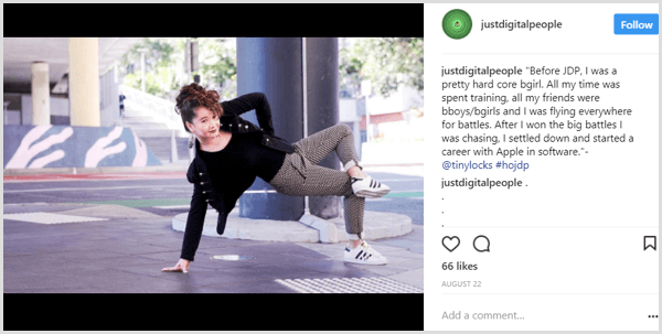 Instagram post berättar exempel