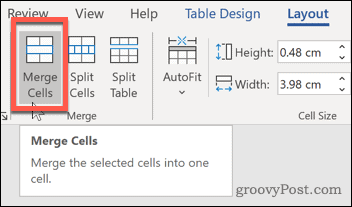 Knappen Word Merge Cells