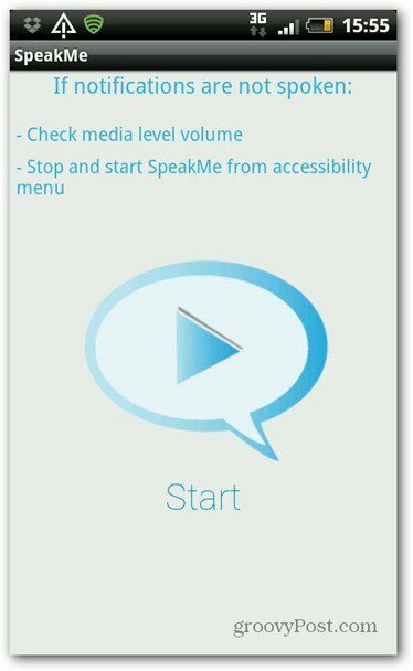 SpeakMe för Android Start