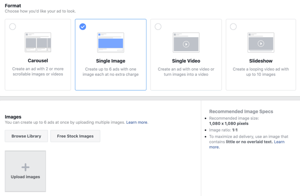 Visuella alternativ för en Facebook-annonskampanj.