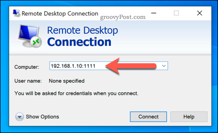 Upprätta en Windows Remote Desktop-anslutning med en anpassad RDP-port