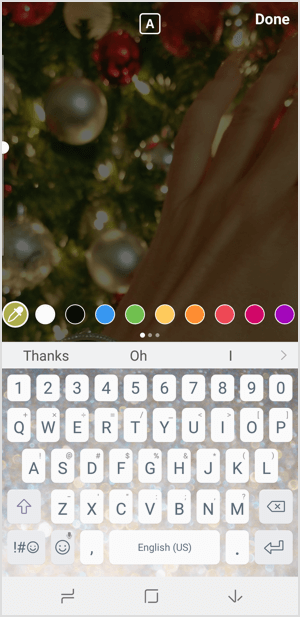 Instagram-berättelser väljer textfärg