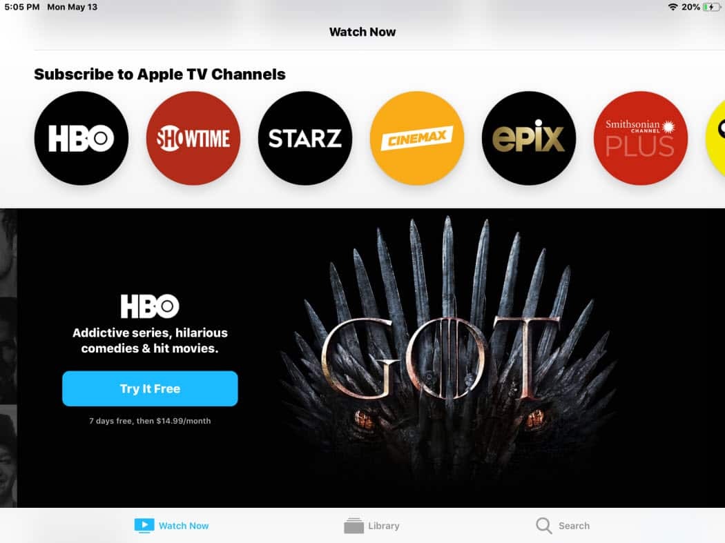 Nya Apple TV-apper för iPad-kanalabonnemang