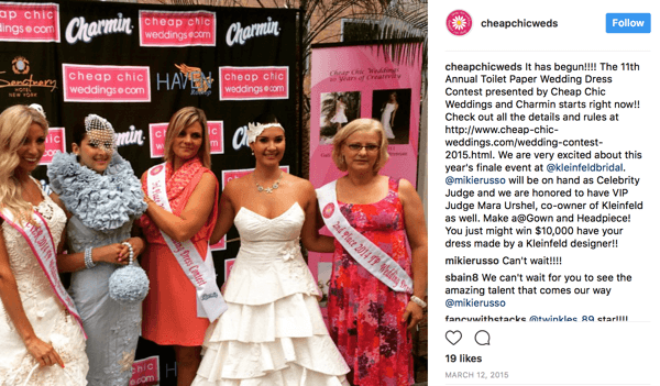 Charmin är en av sponsorerna för en årlig social tävling där kunder gör bröllopsklänningar av toalettpapper. I tävlingen 2015 deltog också Kleinfeld Bridal i priset med belöningen av en skräddarsydd klänning för vinnaren.