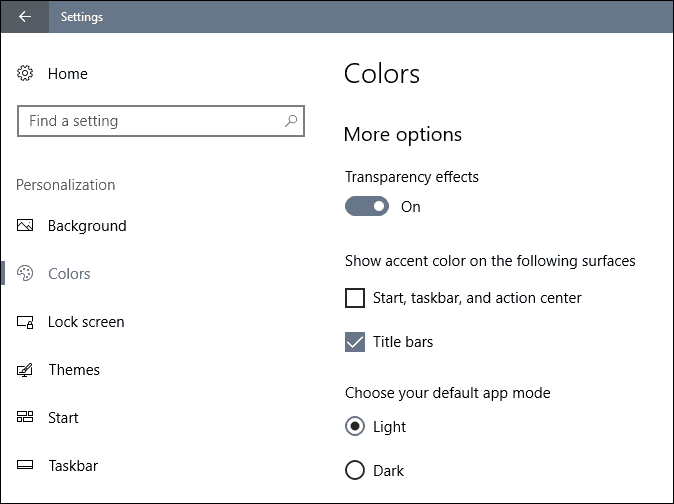 anpassade Windows 10 skapare uppdaterar färger