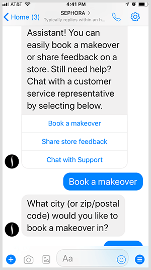 Med en Messenger-bot kvalificerar Sephora leads för makeover-möten.