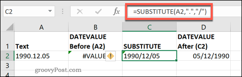 Funktionen SUBSTITUTE i Excel
