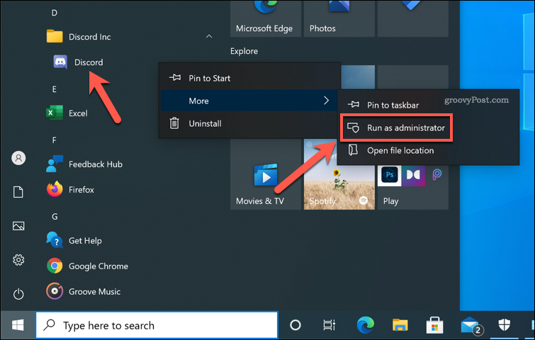Kör Discord som administratör på Windows 10