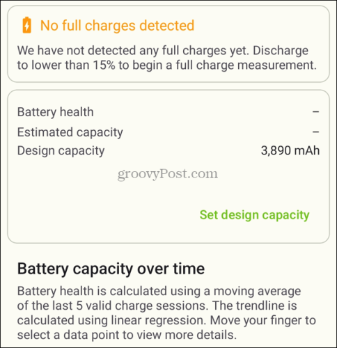 Kontrollera batteriets hälsa på Android AccuBattery-appen