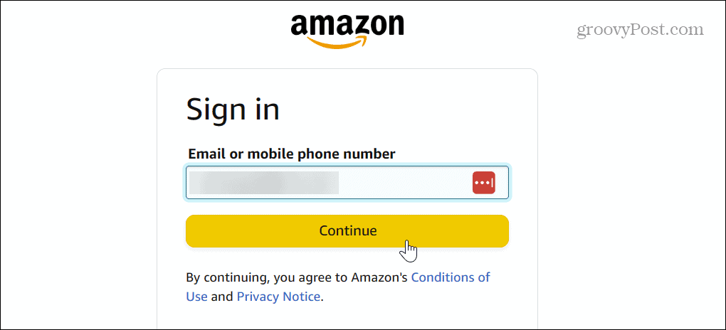 logga in lösenordet för amazon-kontot