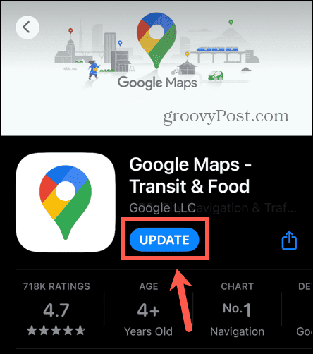 uppdatering av google maps
