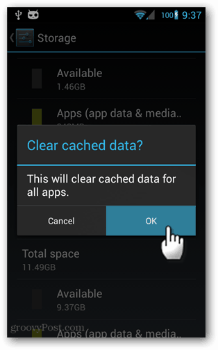 Hur du rensar alla cachade appdata på Android 4.2+