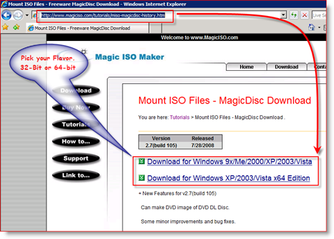 MagicISO x86 och x64 nedladdningslänk för Windows Server 2008