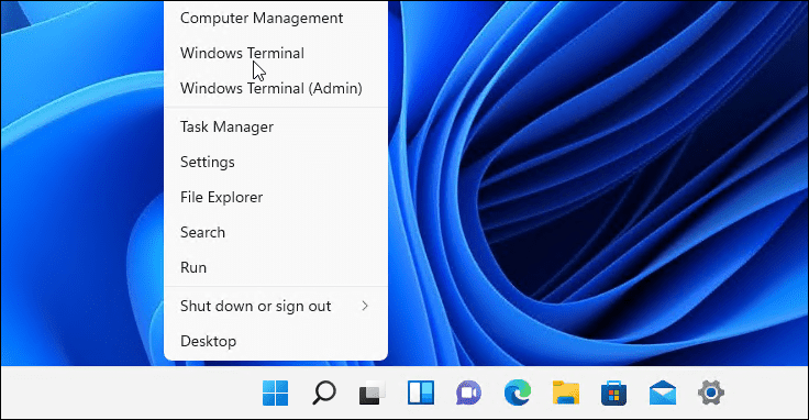 öppna Windows Terminal Menu