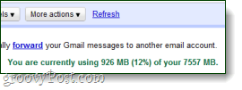 du använder för närvarande x mängd utrymme i gmail