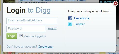 Ny Digg-inloggningsskärm