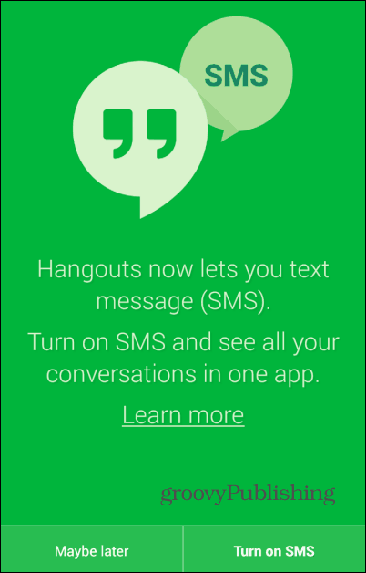 Hangouts SMS slås på