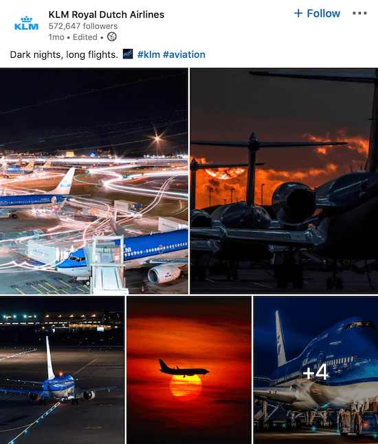 KLM LinkedIn-sidpost för flera foton