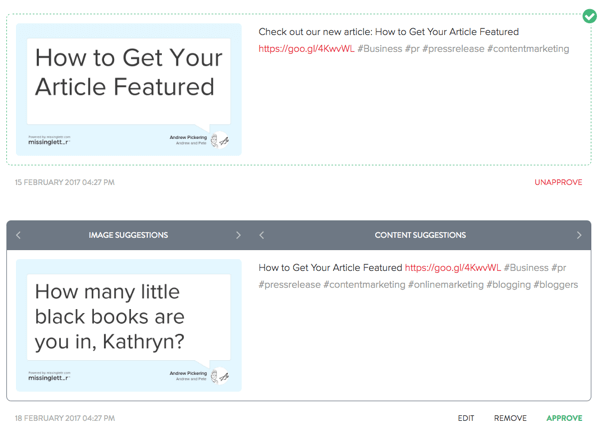 Efter att MissingLettr har skapat tweets om ditt blogginlägg kan du redigera alla tweets efter eget tycke.
