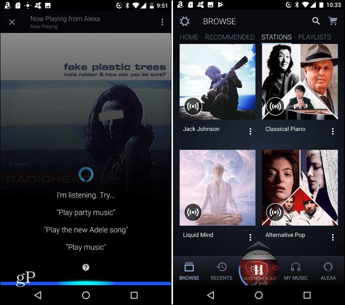 Använd Alexa för handsfree-kontroll i Amazon Music App för Android eller iOS