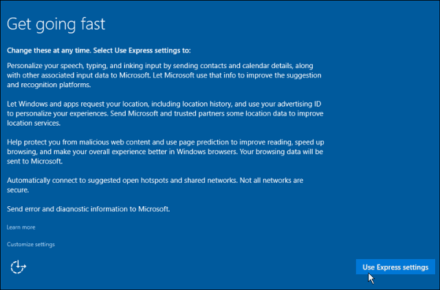 Epress-inställningar Windows 10
