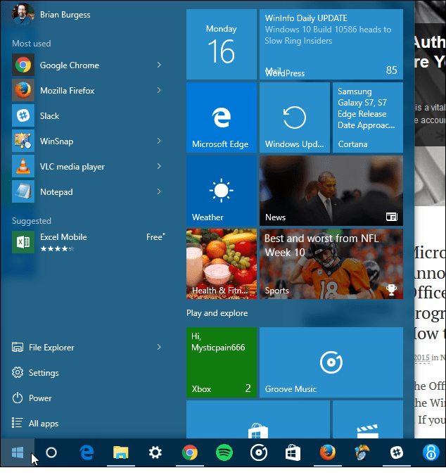 Tips för Windows 10: Visa en fjärde kolumn med brickor i start
