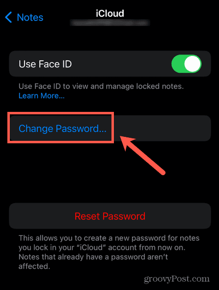 iphone ändra lösenord för anteckningar