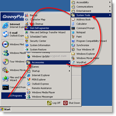 Starta Disk Defragmenter från Windows XP